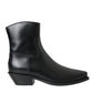 Dolce & Gabbana Black Leather Mid Calf Flats Boots Shoes