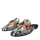 Dolce & Gabbana Gray Jacquard Crystal Mule Flat Sandals Shoes