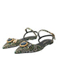 Dolce & Gabbana Multicolor Jacquard Crystal Slingback Sandals Shoes