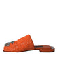 Dolce & Gabbana Orange Sequin Logo Slides Sandals Shoes