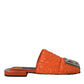 Dolce & Gabbana Orange Sequin Logo Slides Sandals Shoes