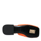 Dolce & Gabbana Orange Sequin Logo Slides Sandals Shoes