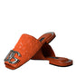 Dolce & Gabbana Orange Sequin Logo Slides Sandals Shoes