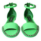 Dolce & Gabbana Neon Green Crystal Ankle Strap Sandals Shoes