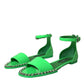 Dolce & Gabbana Neon Green Crystal Ankle Strap Sandals Shoes