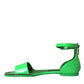 Dolce & Gabbana Neon Green Crystal Ankle Strap Sandals Shoes