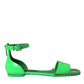 Dolce & Gabbana Neon Green Crystal Ankle Strap Sandals Shoes