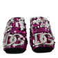 Dolce & Gabbana Fuchsia Sequin Logo Slides Sandals Shoes