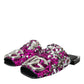 Dolce & Gabbana Fuchsia Sequin Logo Slides Sandals Shoes