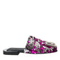 Dolce & Gabbana Fuchsia Sequin Logo Slides Sandals Shoes