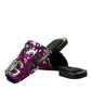 Dolce & Gabbana Fuchsia Sequin Logo Slides Sandals Shoes