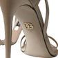 Dolce & Gabbana Beige Leather Strappy Heels Sandals Shoes