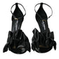 Dolce & Gabbana Black Leather Ankle Strap Heel Sandals Shoes