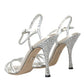 Dolce & Gabbana Silver Viscose Crystal Heels Sandals Shoes