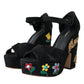 Dolce & Gabbana Black Suede Ankle Strap Heels Sandals Shoes