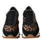 Dolce & Gabbana Black Brown Leopard Low Top Leather Sneaker Shoes