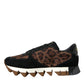 Dolce & Gabbana Black Brown Leopard Low Top Leather Sneaker Shoes