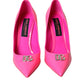 Dolce & Gabbana Neon Pink Leather Logo Pumps Heels Shoes