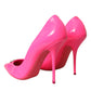 Dolce & Gabbana Neon Pink Leather Logo Pumps Heels Shoes