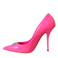 Dolce & Gabbana Neon Pink Leather Logo Pumps Heels Shoes