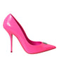 Dolce & Gabbana Neon Pink Leather Logo Pumps Heels Shoes