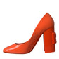 Dolce & Gabbana Orange Patent Leather Logo Heels Pumps Shoes