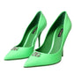 Dolce & Gabbana Neon Green Patent Leather Logo Pumps Shoes