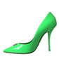 Dolce & Gabbana Neon Green Patent Leather Logo Pumps Shoes