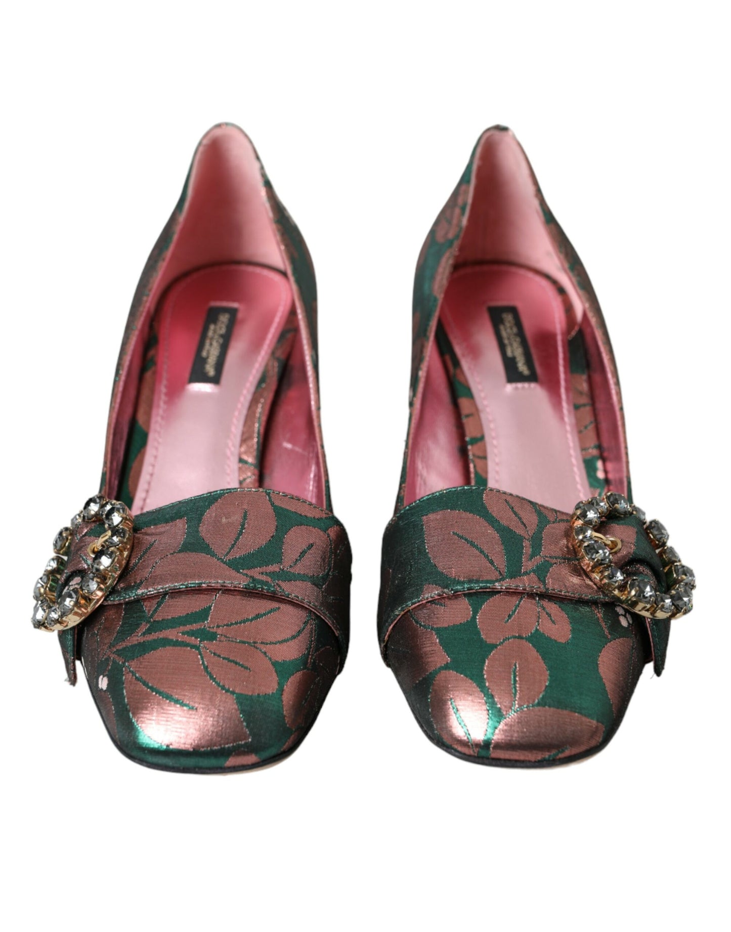 Dolce & Gabbana Multicolor Floral Jacquard Crystal Heels Pumps Shoes