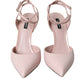 Dolce & Gabbana Pink Leather Ankle Strap Heels Pumps Shoes