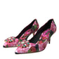 Dolce & Gabbana Multicolor Floral Brocade Crystal Heels Pumps Shoes