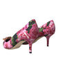 Dolce & Gabbana Multicolor Floral Brocade Crystal Heels Pumps Shoes