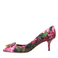 Dolce & Gabbana Multicolor Floral Brocade Crystal Heels Pumps Shoes