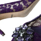 Dolce & Gabbana Purple Taormina Lace Crystal Heel Pumps Shoes