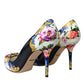 Dolce & Gabbana Multicolor Floral Leather Crystal Heels Pumps Shoes