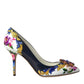 Dolce & Gabbana Multicolor Floral Leather Crystal Heels Pumps Shoes