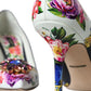 Dolce & Gabbana Multicolor Floral Leather Crystal Heels Pumps Shoes