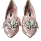 Dolce & Gabbana Pink Satin Crystal High Heels Pumps Shoes