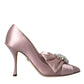 Dolce & Gabbana Pink Satin Crystal High Heels Pumps Shoes