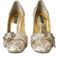 Dolce & Gabbana Gold Jacquard Crystals Heels Pumps Shoes