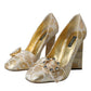 Dolce & Gabbana Gold Jacquard Crystals Heels Pumps Shoes