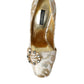 Dolce & Gabbana Gold Jacquard Crystals Heels Pumps Shoes