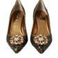 Dolce & Gabbana Gold Sequin Crystals Bellucci Heels Pumps Shoes