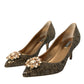 Dolce & Gabbana Gold Sequin Crystals Bellucci Heels Pumps Shoes