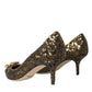 Dolce & Gabbana Gold Sequin Crystals Bellucci Heels Pumps Shoes