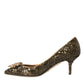 Dolce & Gabbana Gold Sequin Crystals Bellucci Heels Pumps Shoes