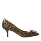 Dolce & Gabbana Gold Sequin Crystals Bellucci Heels Pumps Shoes