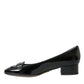 Dolce & Gabbana Black Patent Leather Block Heels Pumps Shoes