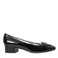 Dolce & Gabbana Black Patent Leather Block Heels Pumps Shoes