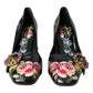 Dolce & Gabbana Black Floral Crystals Leather Pumps Shoes